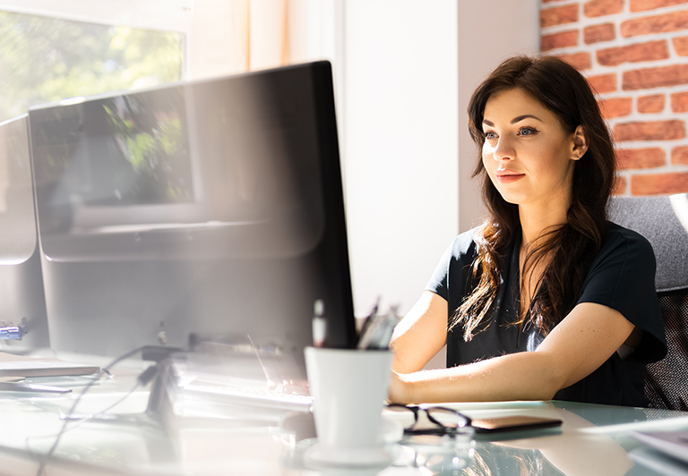 woman working at computer